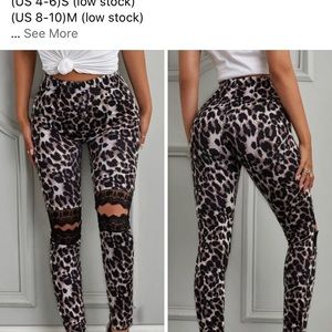 Leopard hollowed leggings